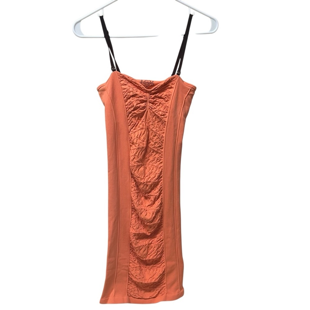 Free People Intimates Coral Orange Bodycon Mini‎ Dress Size M/L Stretch Chemise